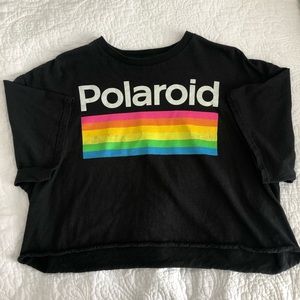 Black grey Polaroid crop top